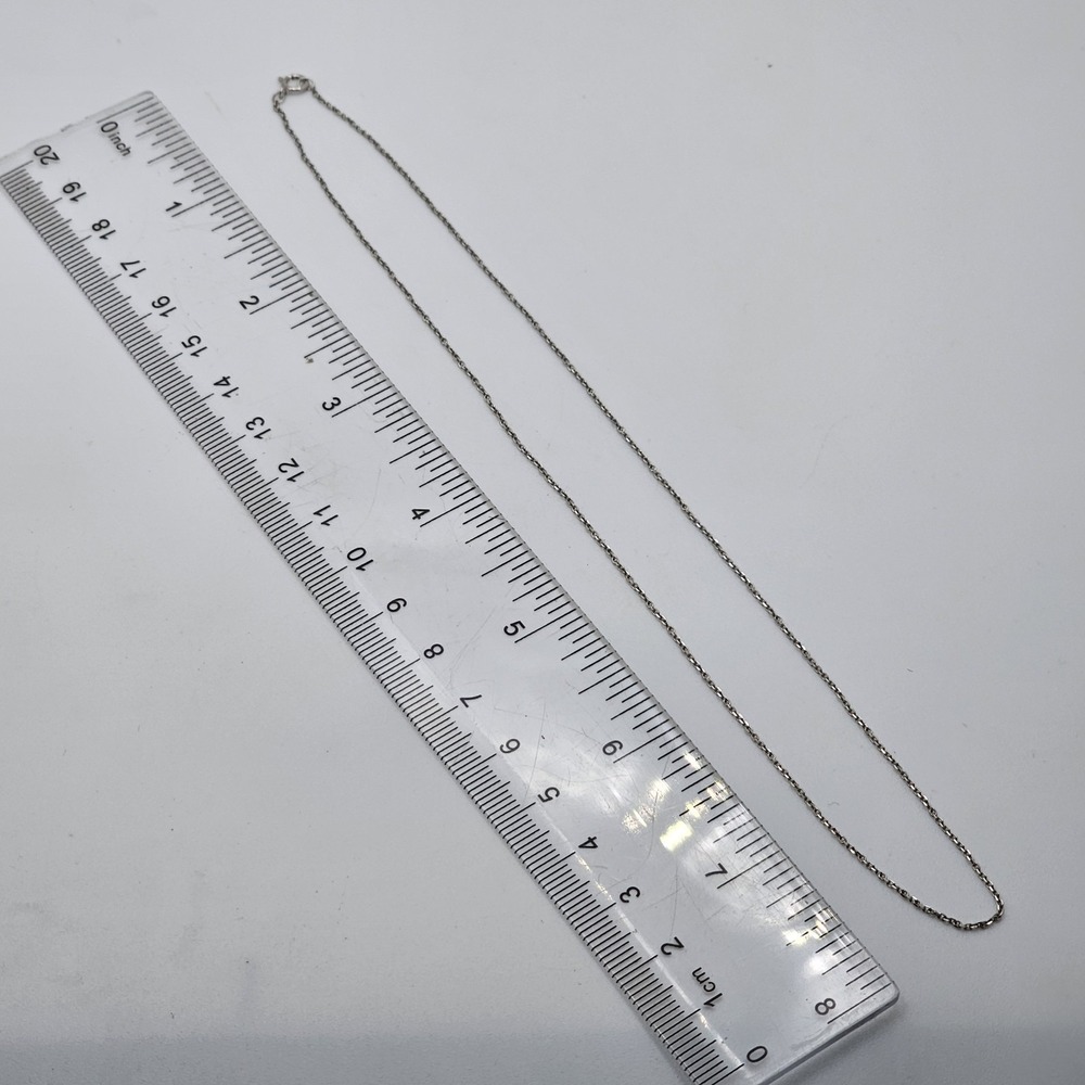 Solid 14K White Gold Cable Link Chain Necklace 16" 1mm 1g Stamped 585